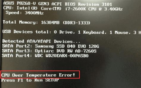 Cpu Over Temperature Error