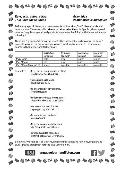 Demonstrative Adjectives In Spanish Worksheets Demonstrative Adjectives In Spanish Worksheets