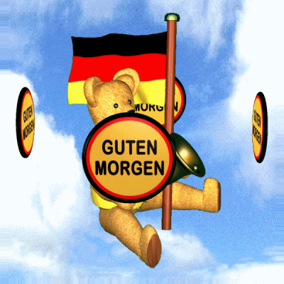 Good Morning In German Word On Road Sign With Color Of Germany Flag Good Morning In German Word On Road Sign With Color Of Germany Flag