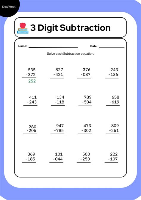 Grade 2 Math Worksheet Subtract 3 Digit Numbers With Borrowing K5 Grade 2 Math Worksheet Subtract 3 Digit Numbers With Borrowing K5