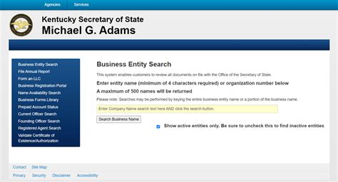 Kentucky Secretary Of State Business Entity Search Kentucky Secretary Of State Business Entity Search