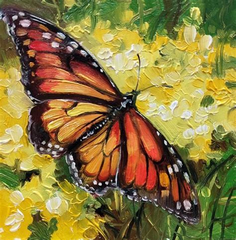Monarch Butterfly Art Painting Original 4X4 Yellow Oil Etsy Monarch Butterfly Art Painting Original 4X4 Yellow Oil Etsy