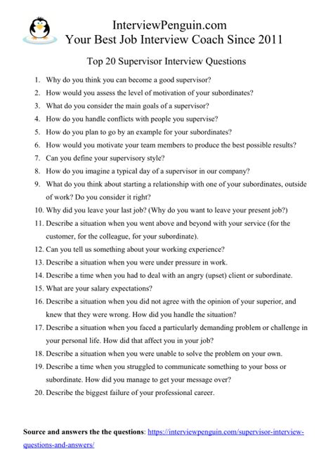Supervisor Interview Questions